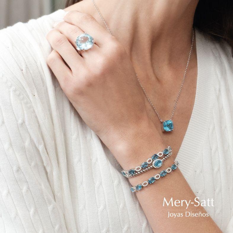 Pulsera Bloom 5,5 Ct Topacio Celeste-1