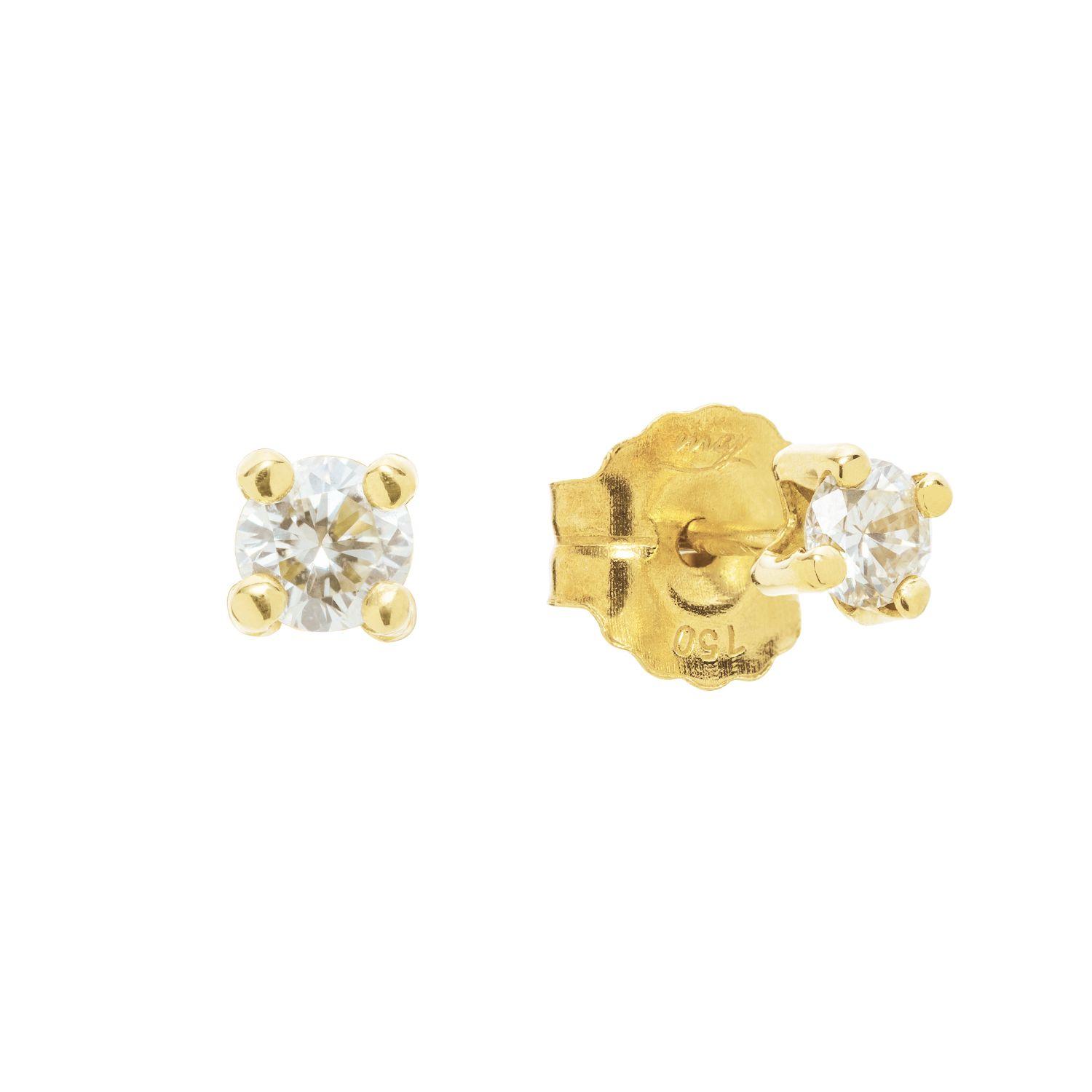 Aros Solitarios Oro Amarillo 18K Diamante Grifas 0.22Ct-0