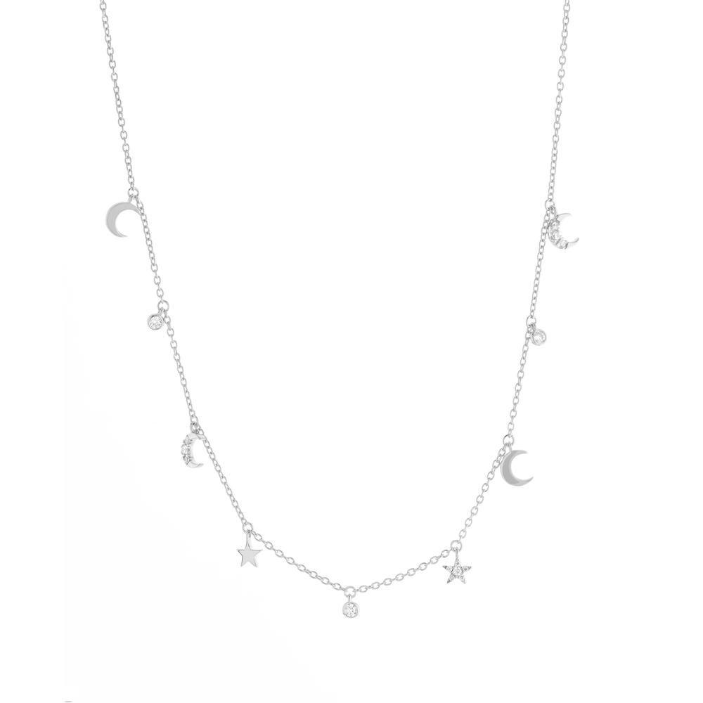 Collar  Lunitas Y Estrellitas En Plata-0