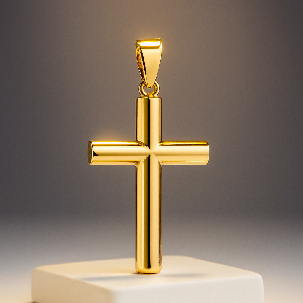 Cruz De Tubo 26Mm Oro 18K-2
