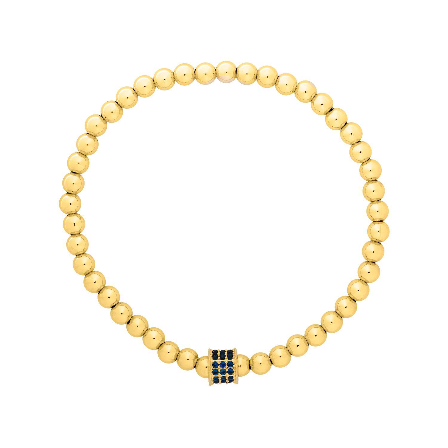 Pulsera Bolitas Doradas Y Circones Azules-0