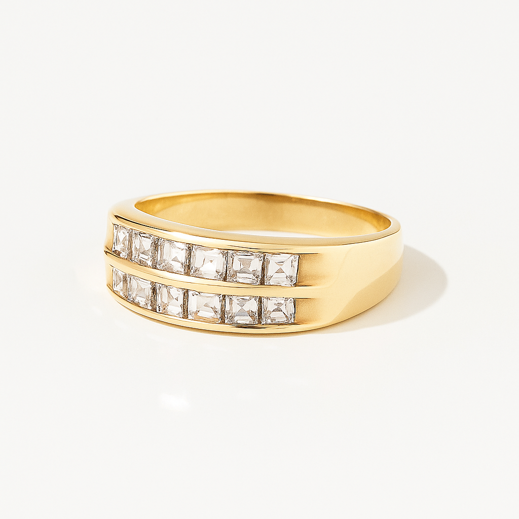 Anillo medio cintillo doble Oro Am. Talla 13-2