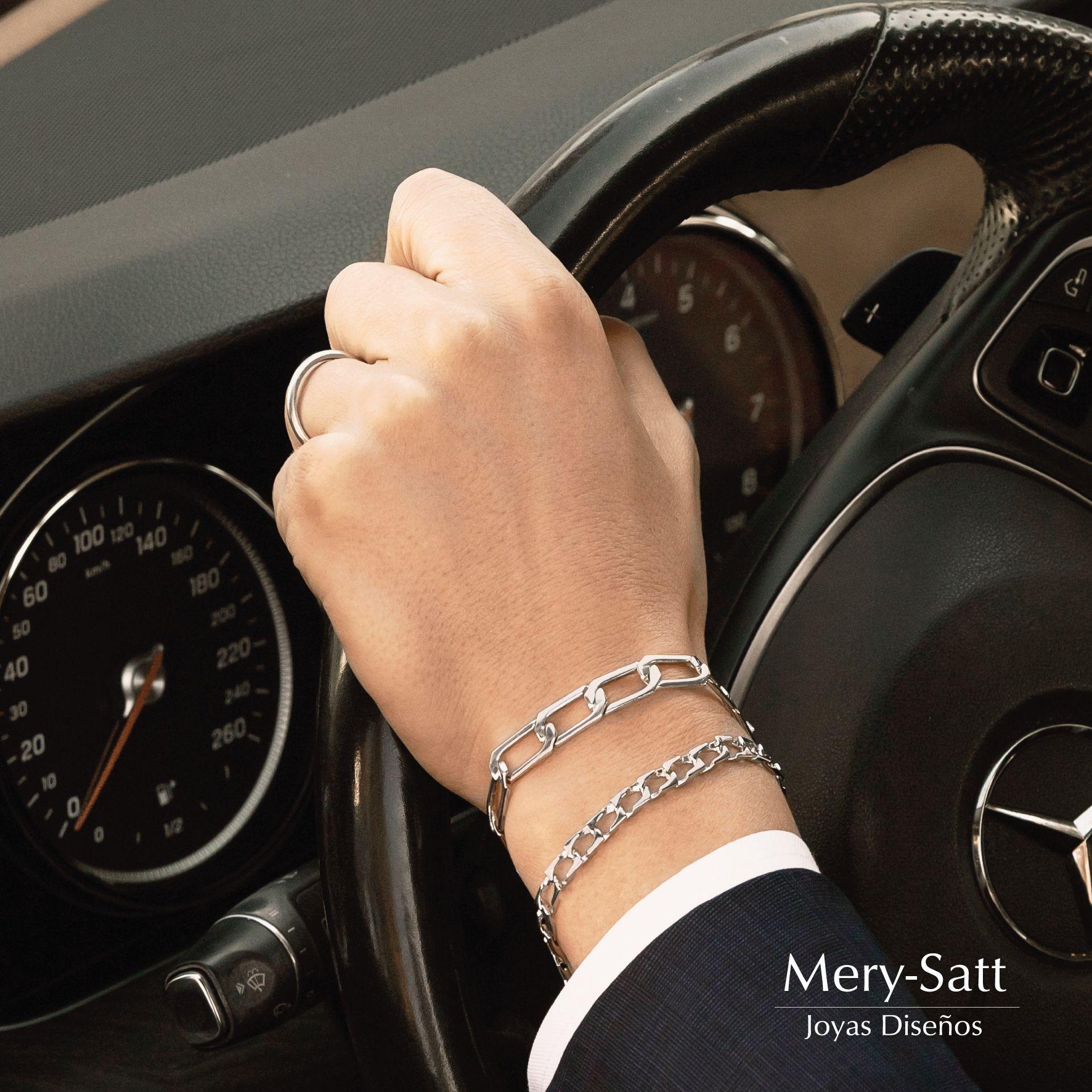 Pulsera Hombre Eslabones Cuadrados - 21Cm-1