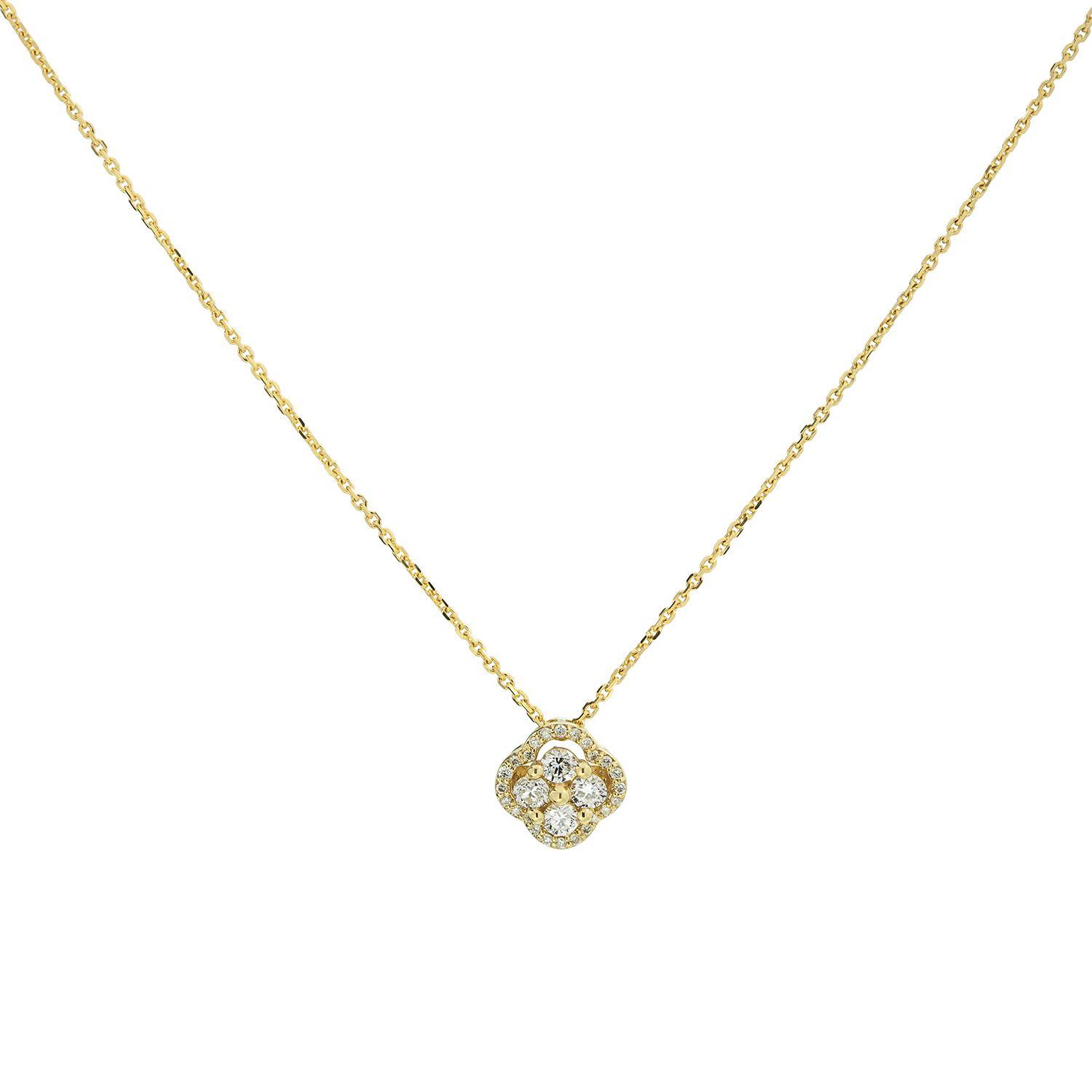 Collar Flor Con Diamantes En Oro Amarillo 18K-0