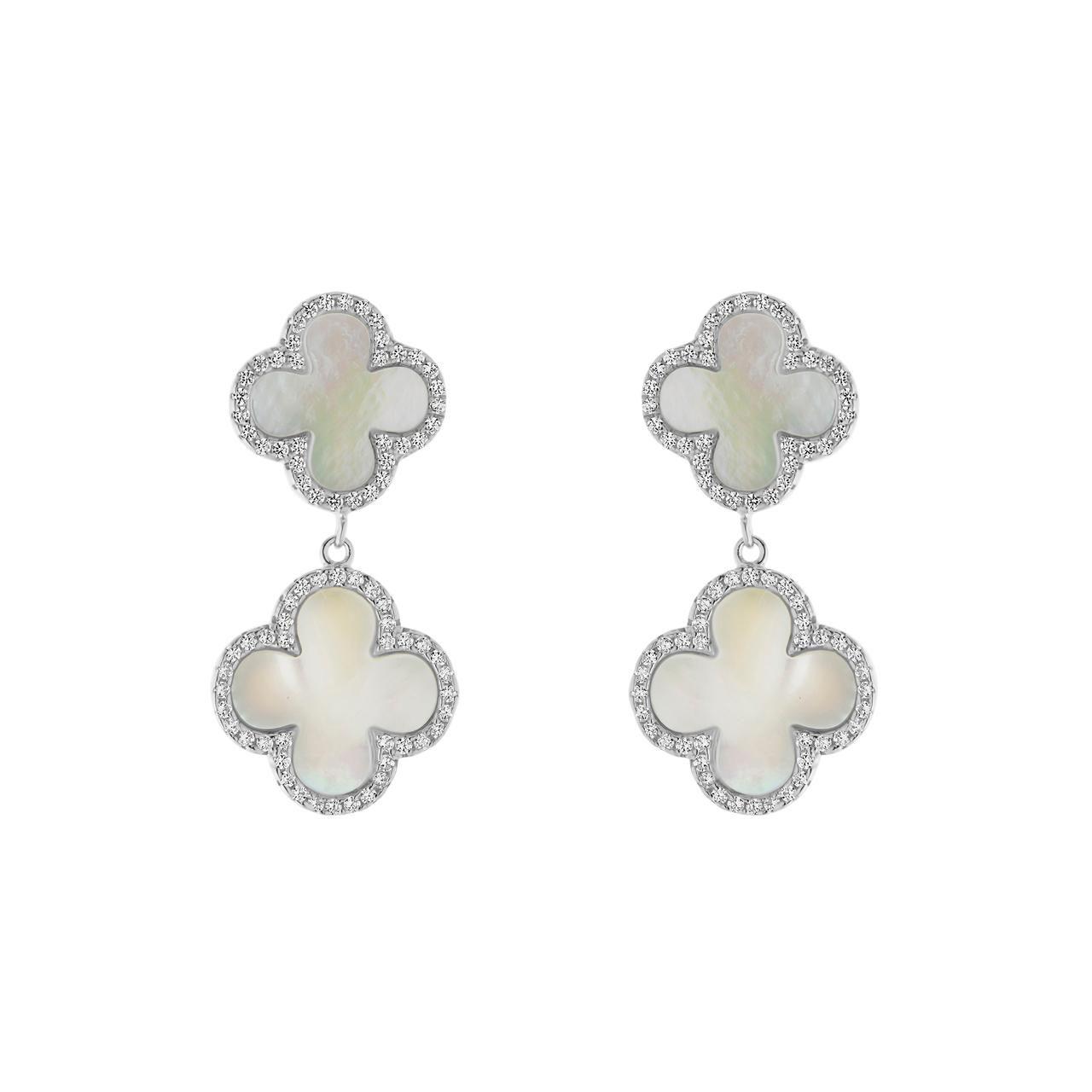 Aros Doble Trebol Nacar Cz-0