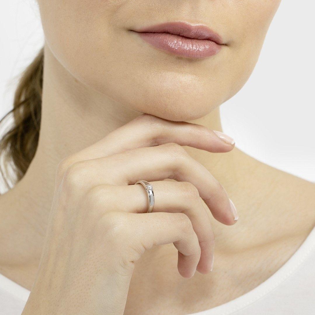 Anillo Solitario Brillante Central 0.12Ct #13-3