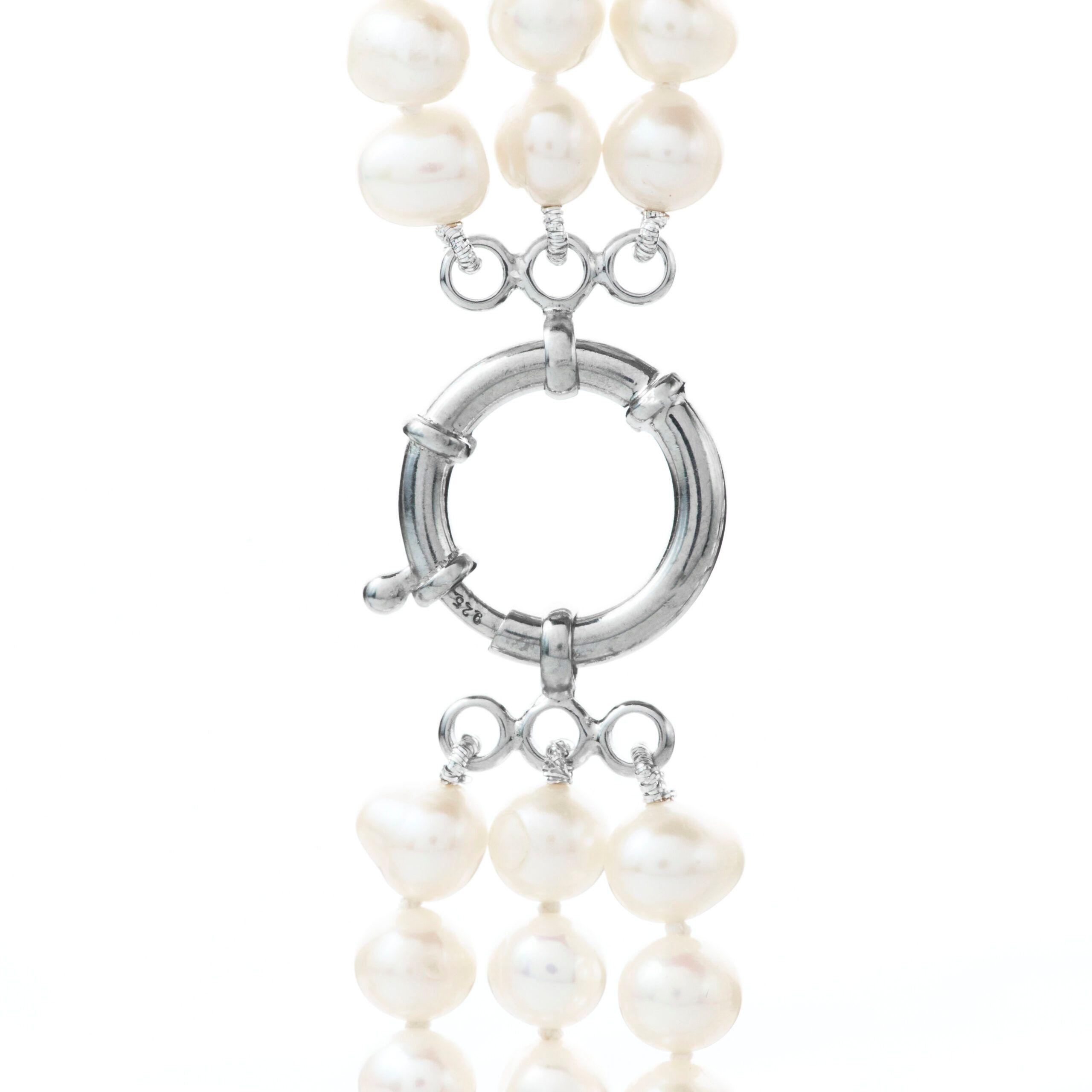 Collar De Perlas Naturales Triple Broche Timon-1