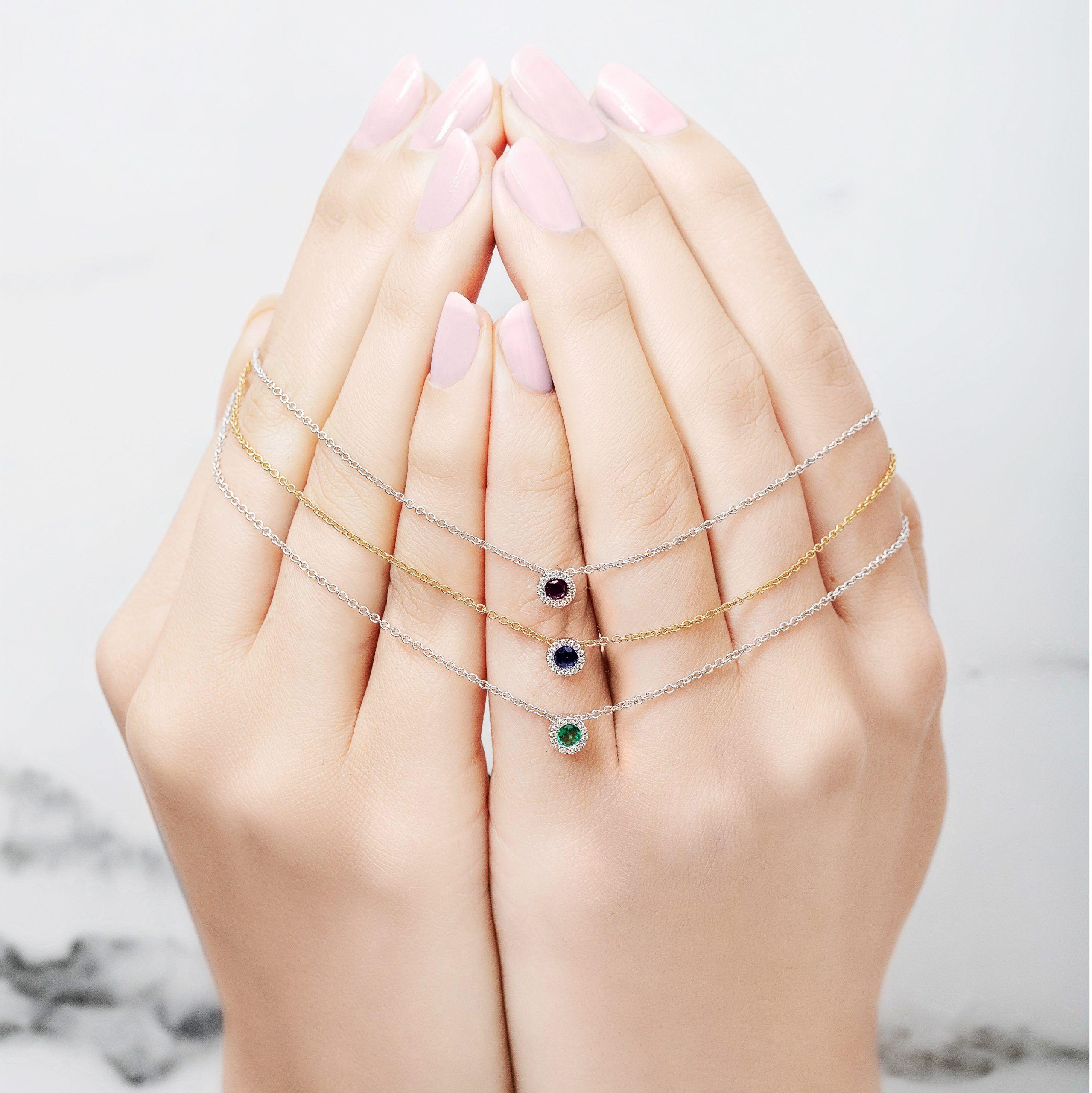 Collar Oa Colgante Ob Y Zafiro Con Btes  0.02Ct-1