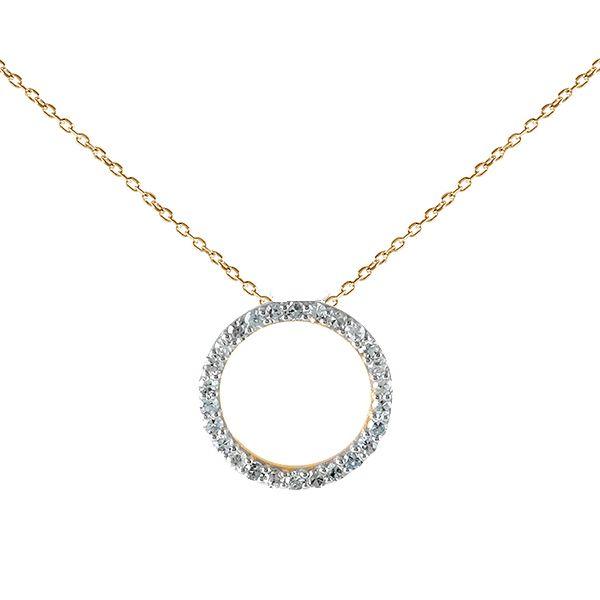Collar Oa Circulo Con Diamantes .13Ct 15Mm-0