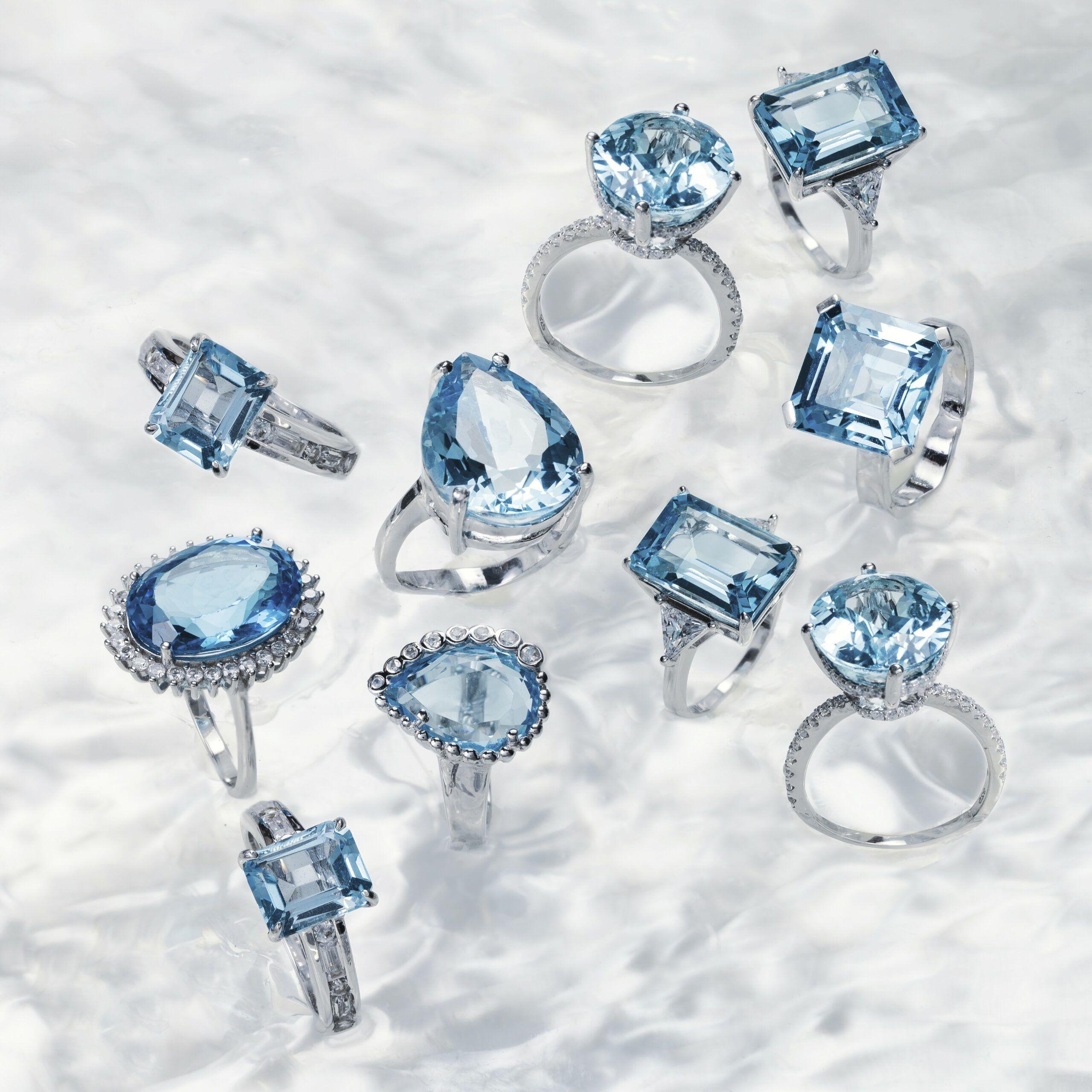 Anillo Bloom Topacio Celeste 6,5 Ct #12-4