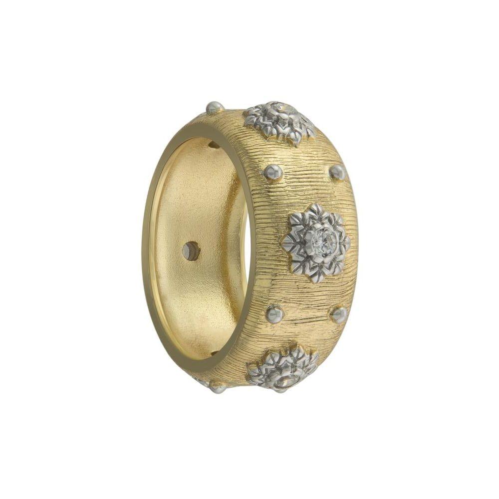 Anillo Vermeil Ancho Flores Cz #16-1