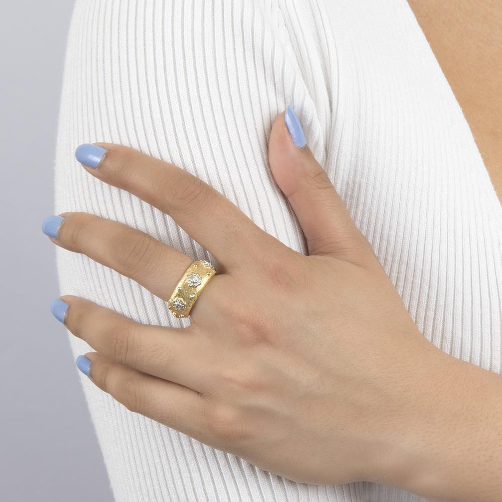 Anillo Vermeil Ancho Flores Cz #16-3