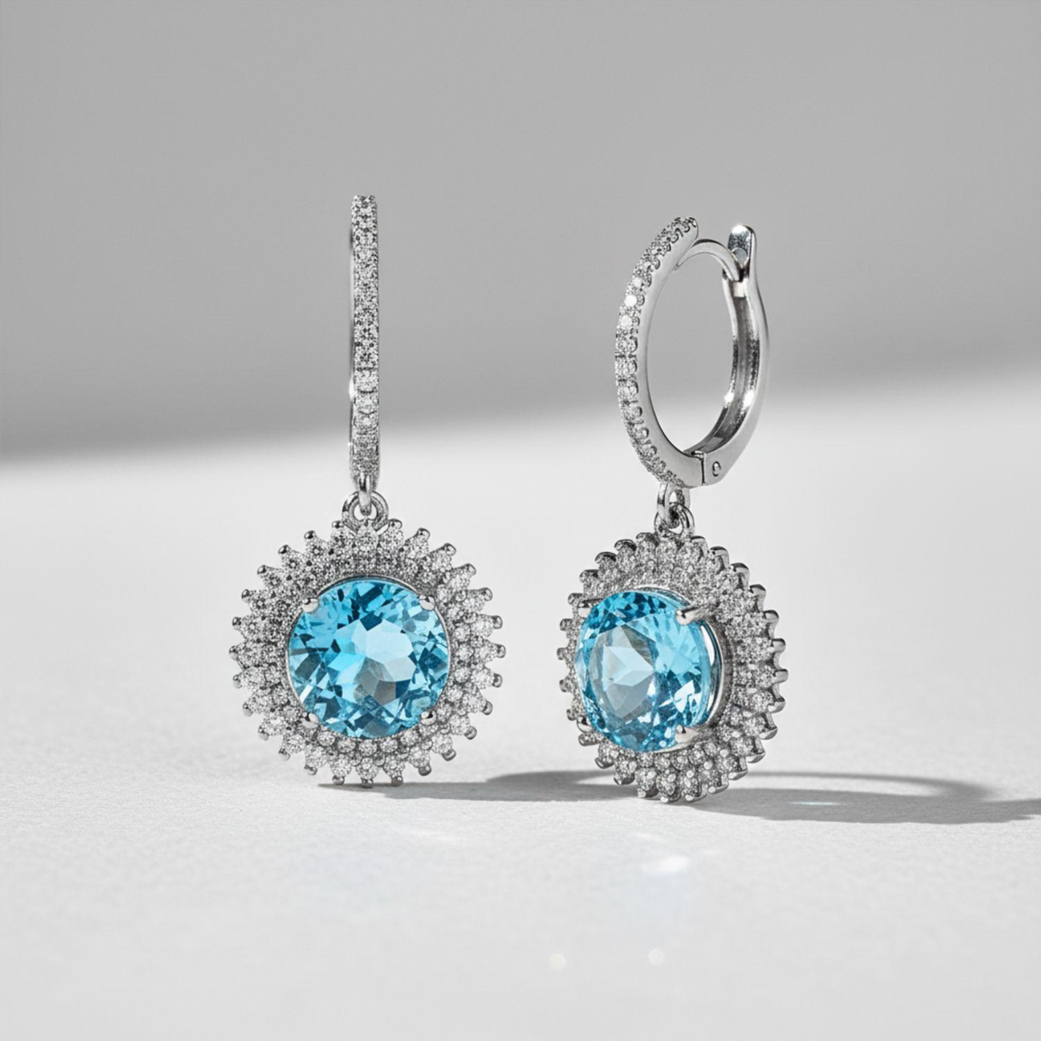 Aros de Topacio azul en grifa con doble Halo-2