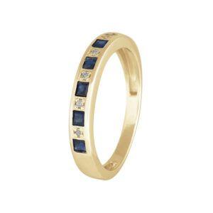 Anillo Medio Cintillo Oro 18K Zafiros Carre Y Diamantes 0.025Ct #14-1