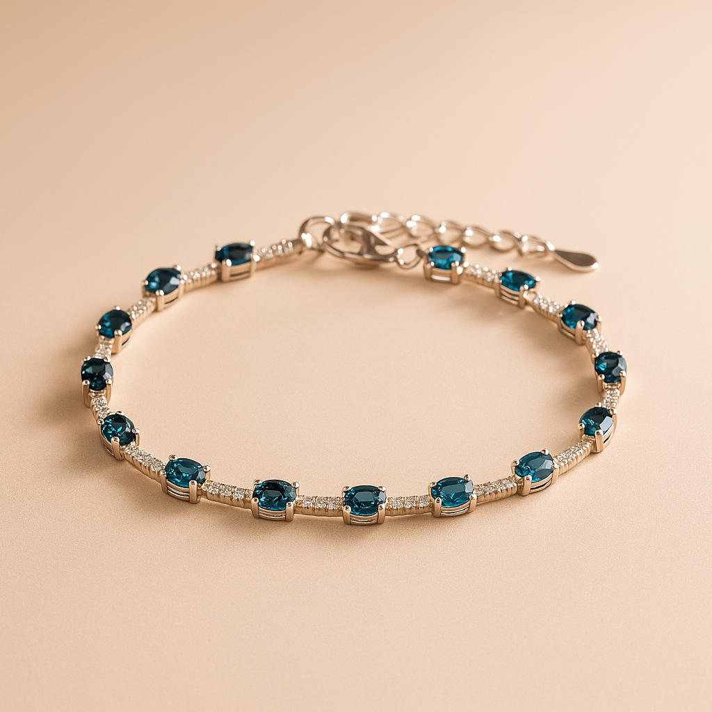 Pulsera Blue Topaz estilo Tenis-1
