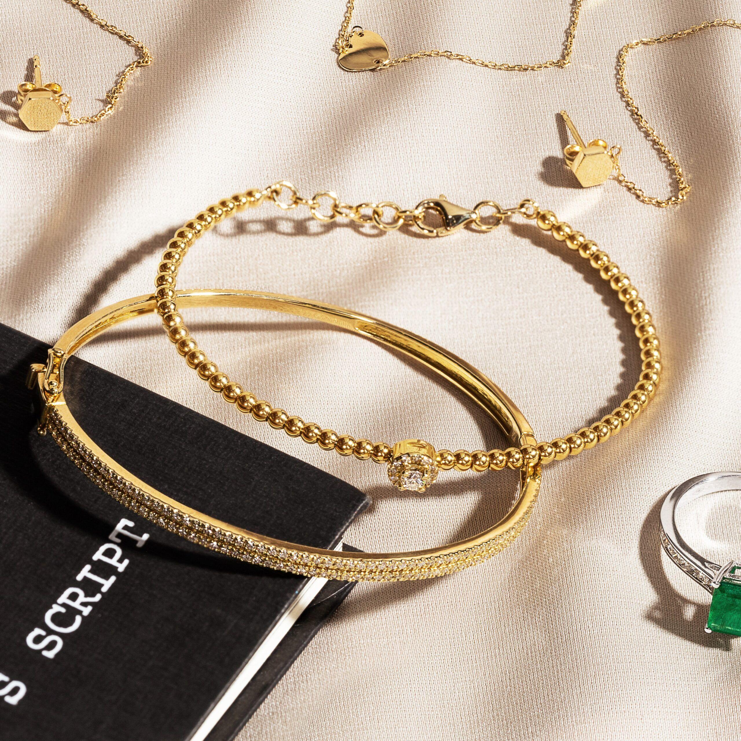 Pulsera Bolitas Oro Amarillo 18K Brillantes 15Pts-2