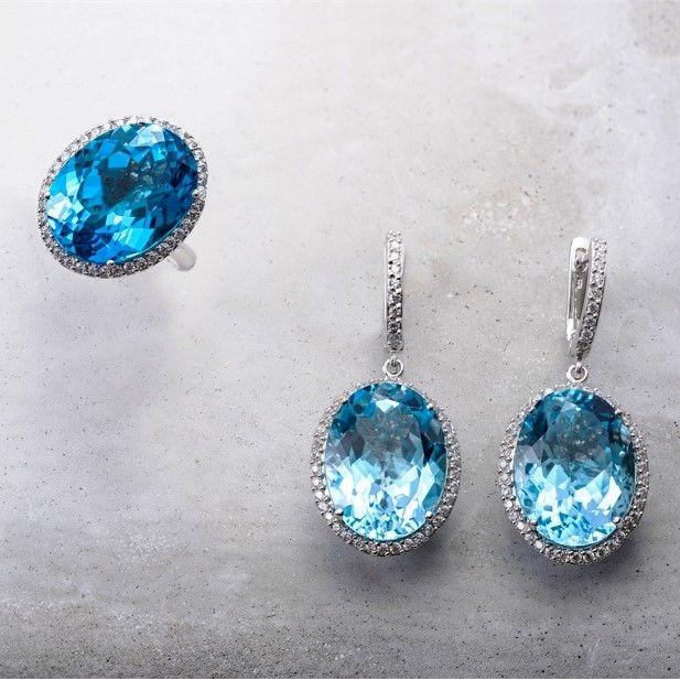 Aros De Swiss Blue Topaz-1
