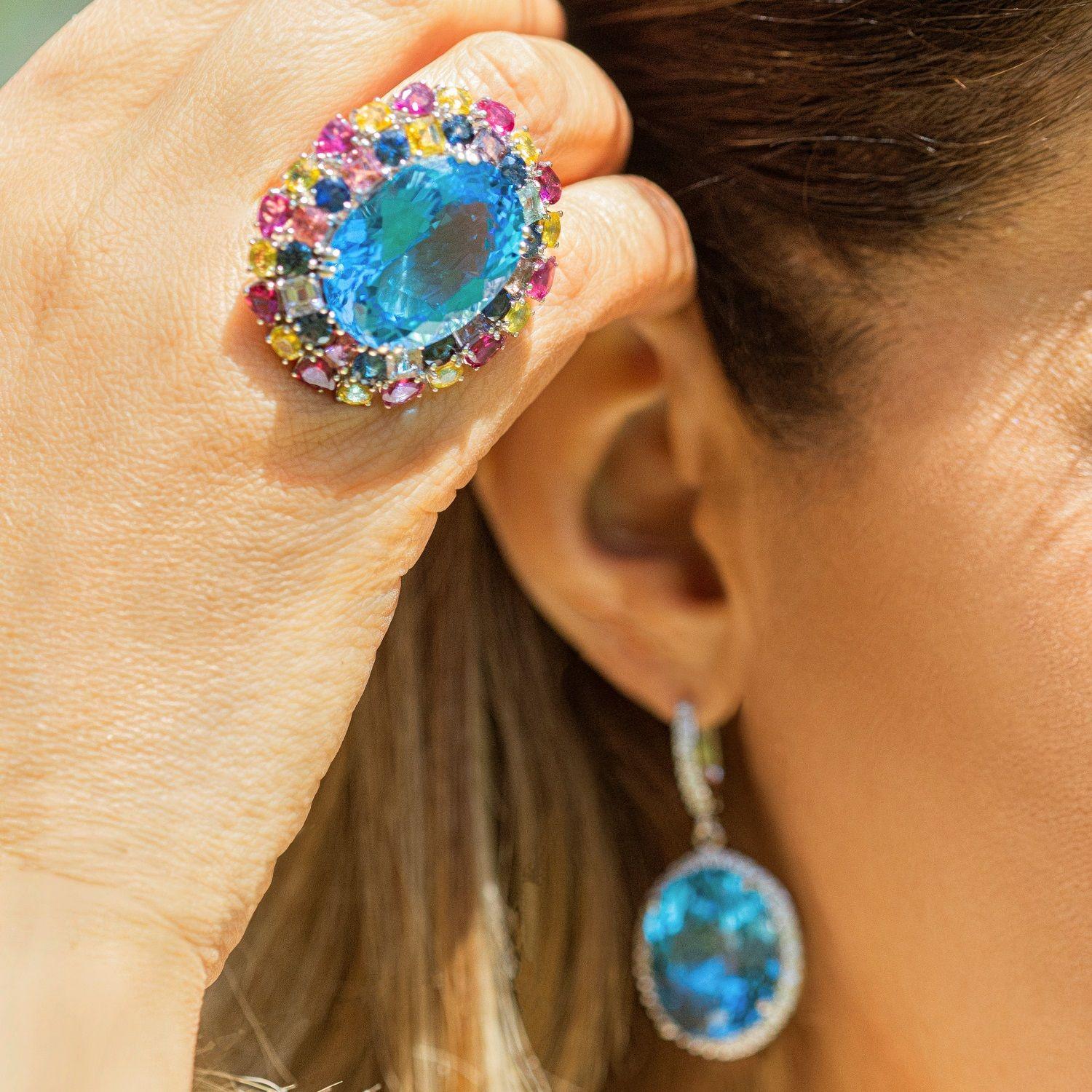 Aros De Swiss Blue Topaz-2