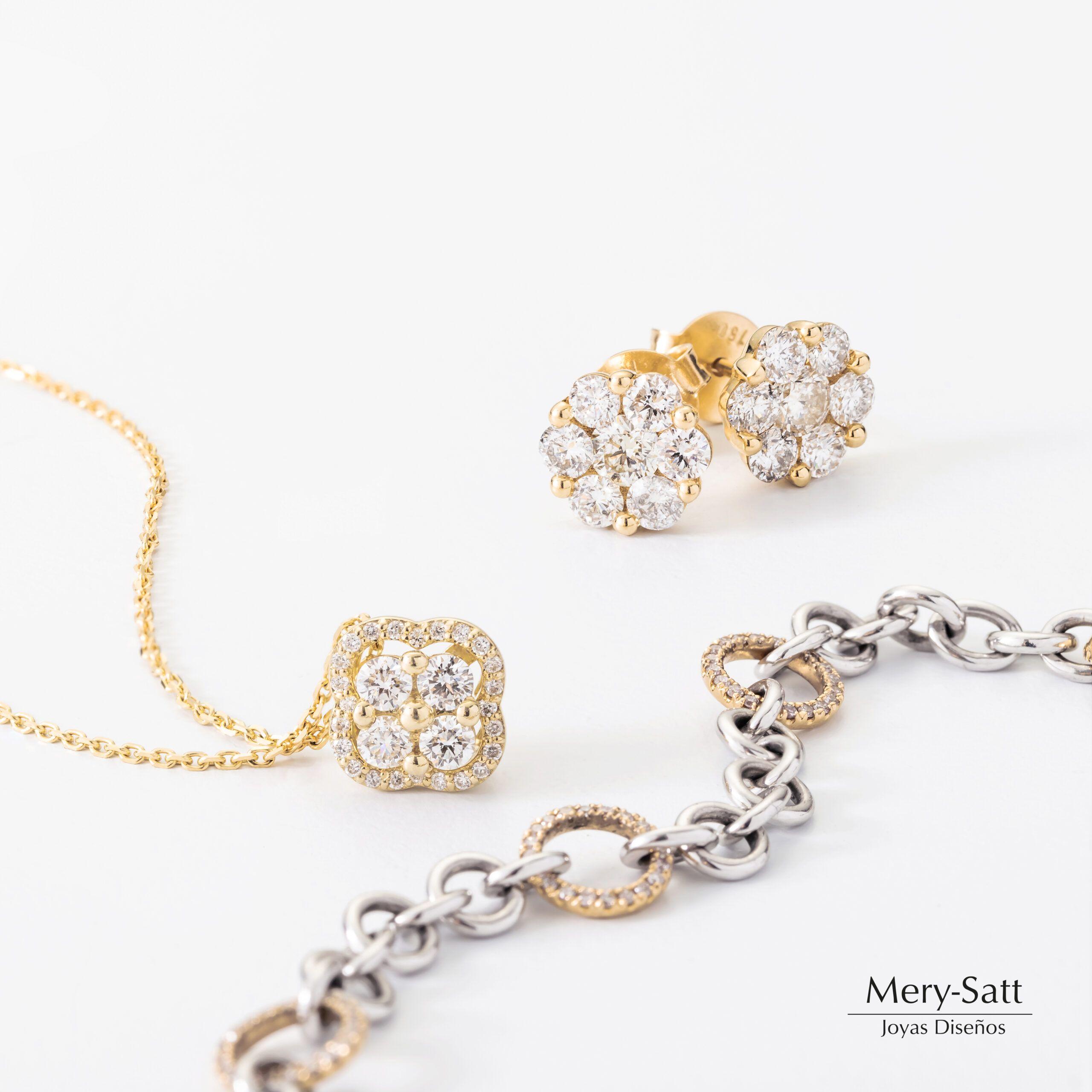 Pulsera Eslabones Oro Blanco, Amarillo Y Brillantes 0,38K-1