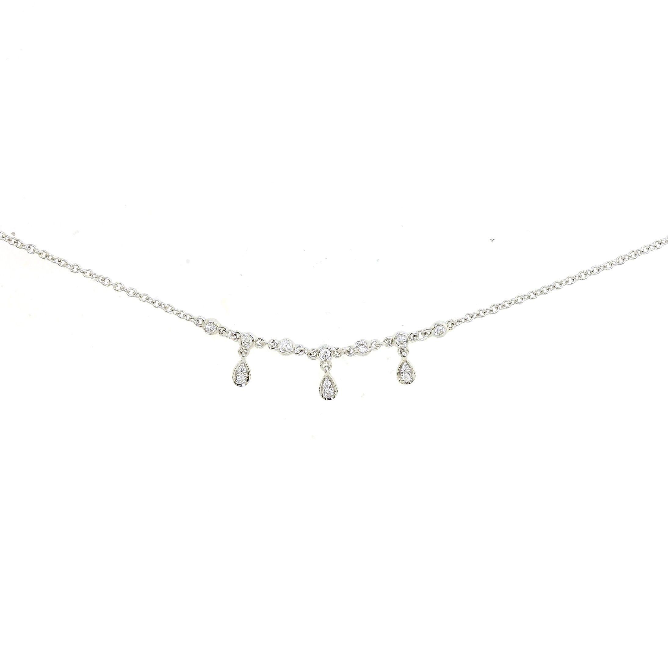 Collar Diamantes Gotitas Oro Blanco 18K-0