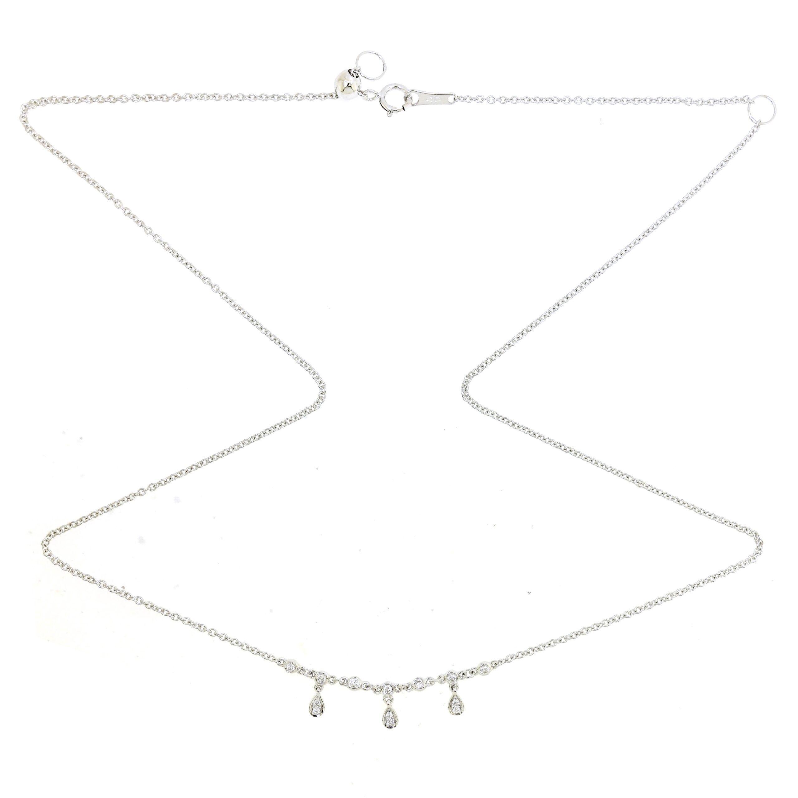 Collar Diamantes Gotitas Oro Blanco 18K-1