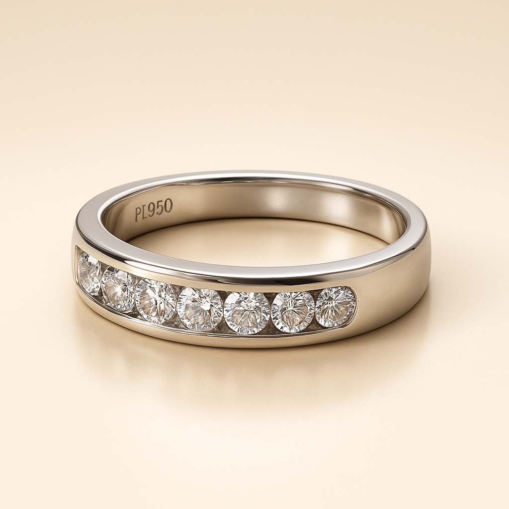 Anillo Medio Cintillo 7 Brillantes Talla 9-1