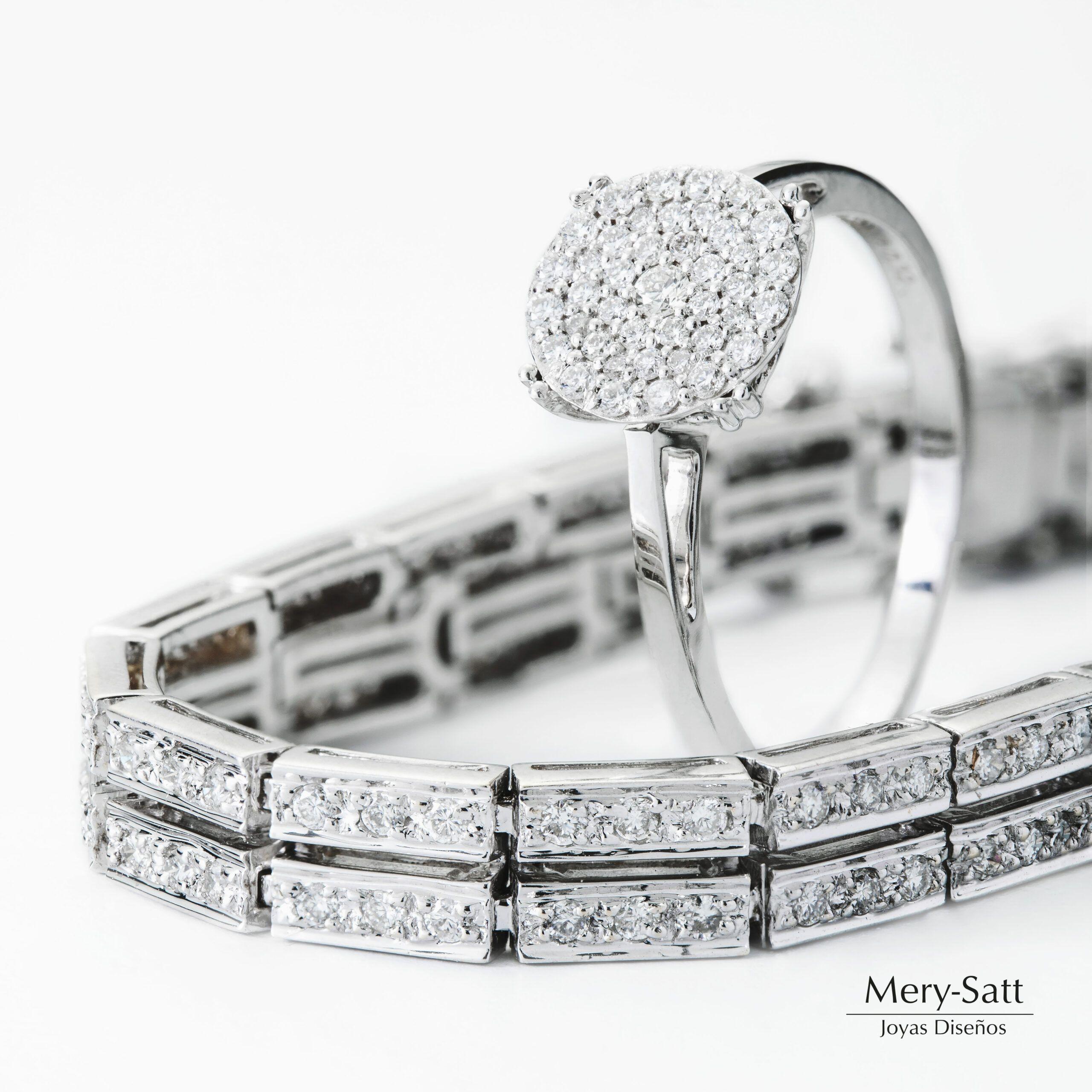 Anillo Sofia Oro Blanco 18K Roseta Diamantes Pavé 0.32 Kt #1-1