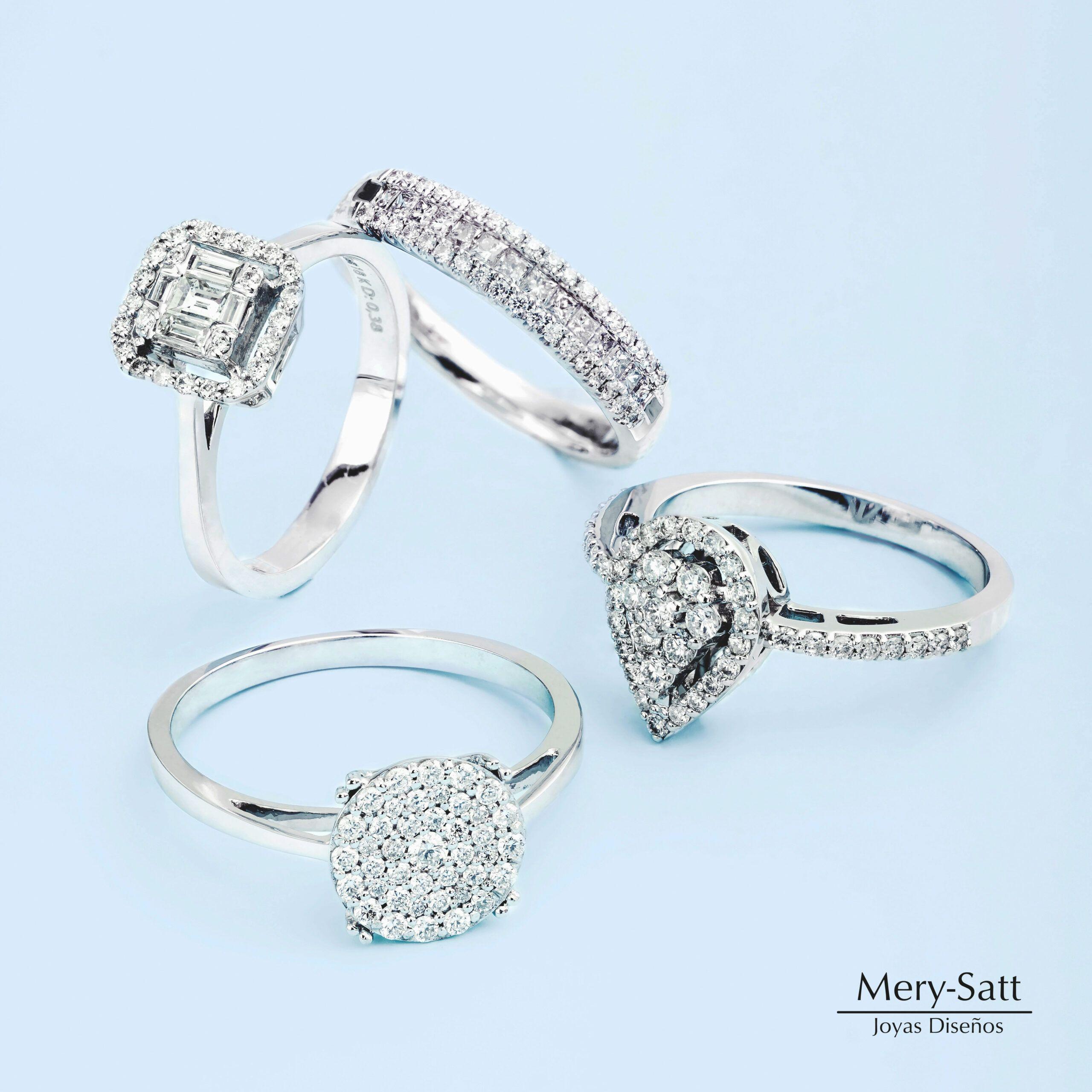 Anillo Sofia Oro Blanco 18K Roseta Diamantes Pavé 0.32 Kt #1-2