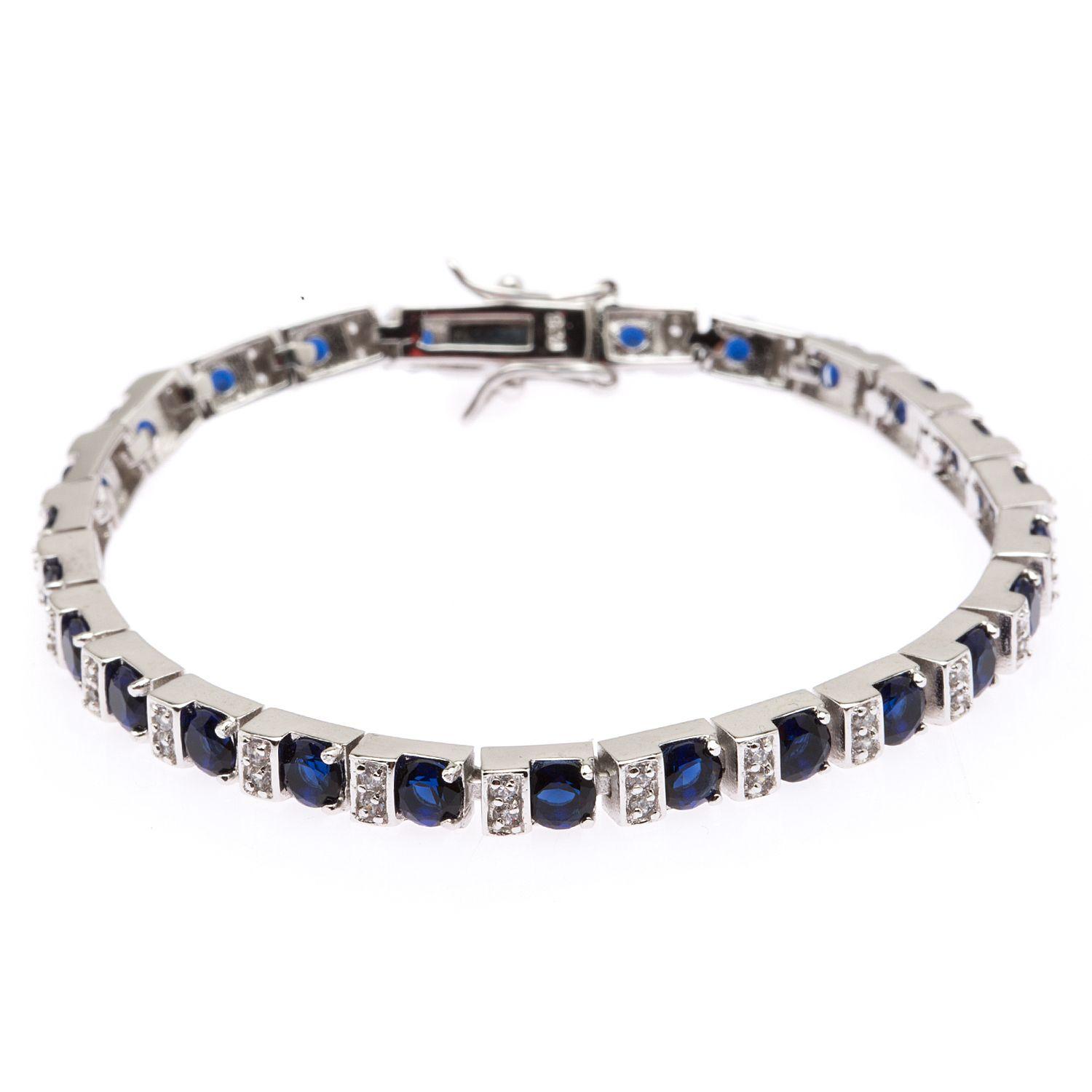 Pulsera Sr Sapphire And Clear Cz Tennis-0