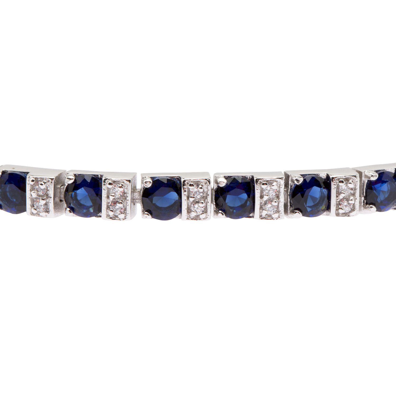 Pulsera Sr Sapphire And Clear Cz Tennis-1