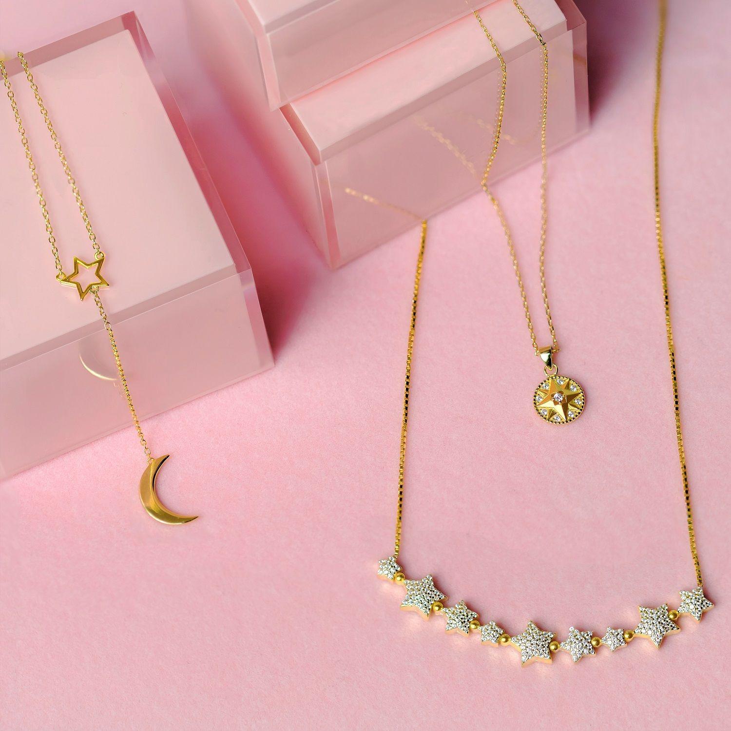 Collar Multiestrellas Rigidas Doradas-3