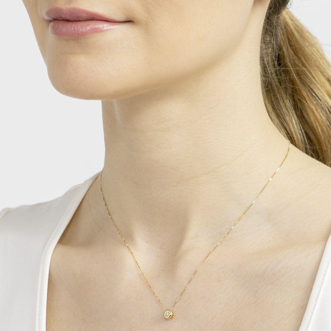 Collar Oro Amarillo 18K Punto De Luz Diamante Bisel 0,05Ct-2