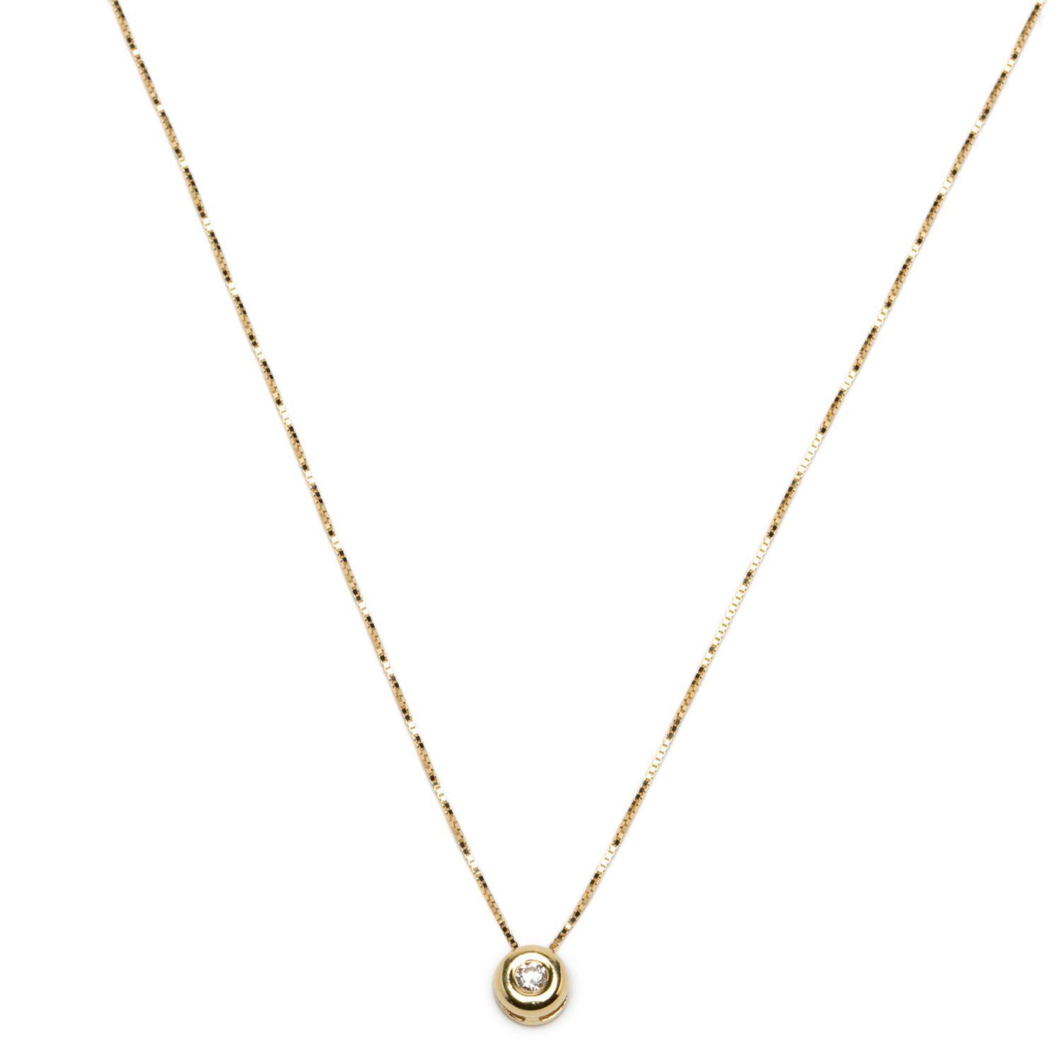 Collar Oro Amarillo 18K Punto De Luz Diamante Bisel 0,05Ct-2