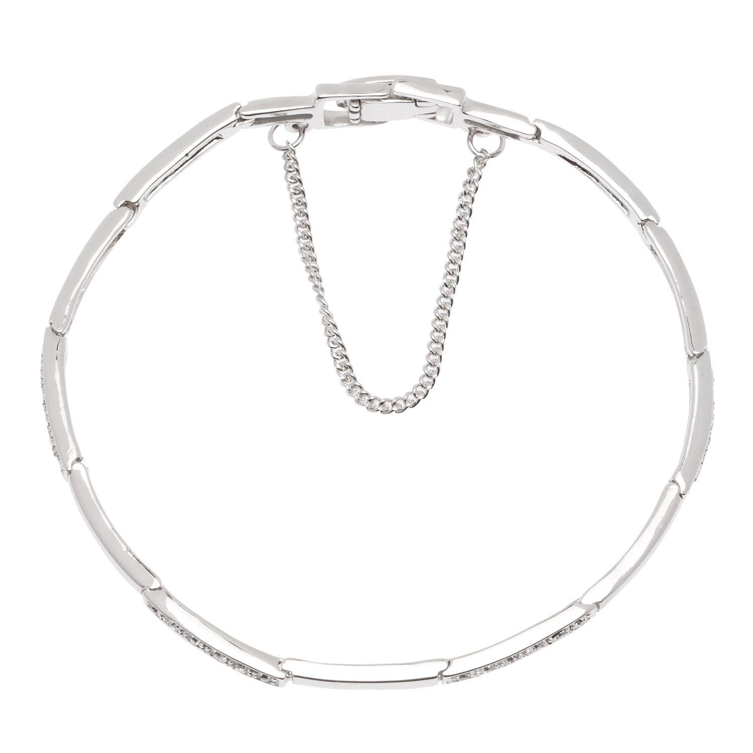Pulsera Sr Alternating Plain And Clear Cz Bars-0