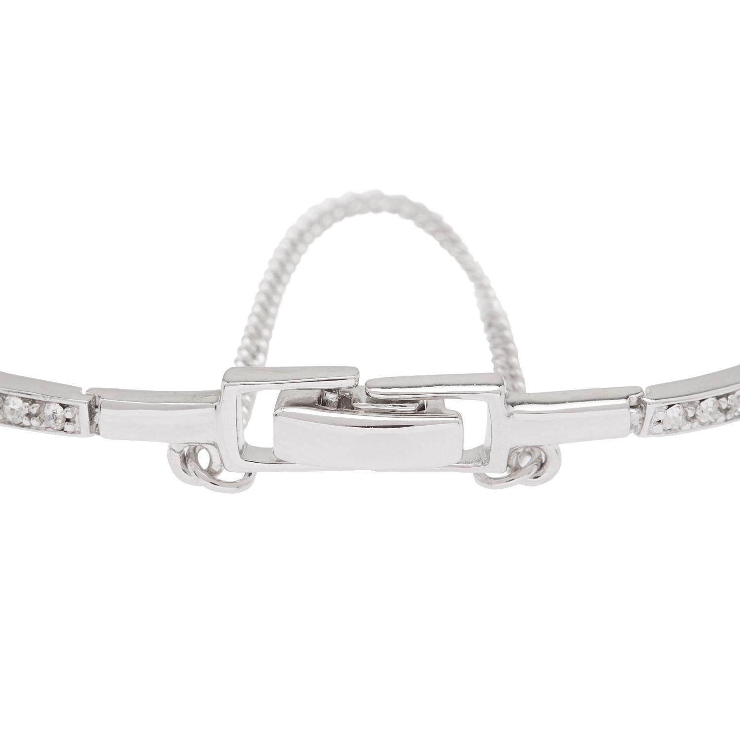 Pulsera Sr Alternating Plain And Clear Cz Bars-2