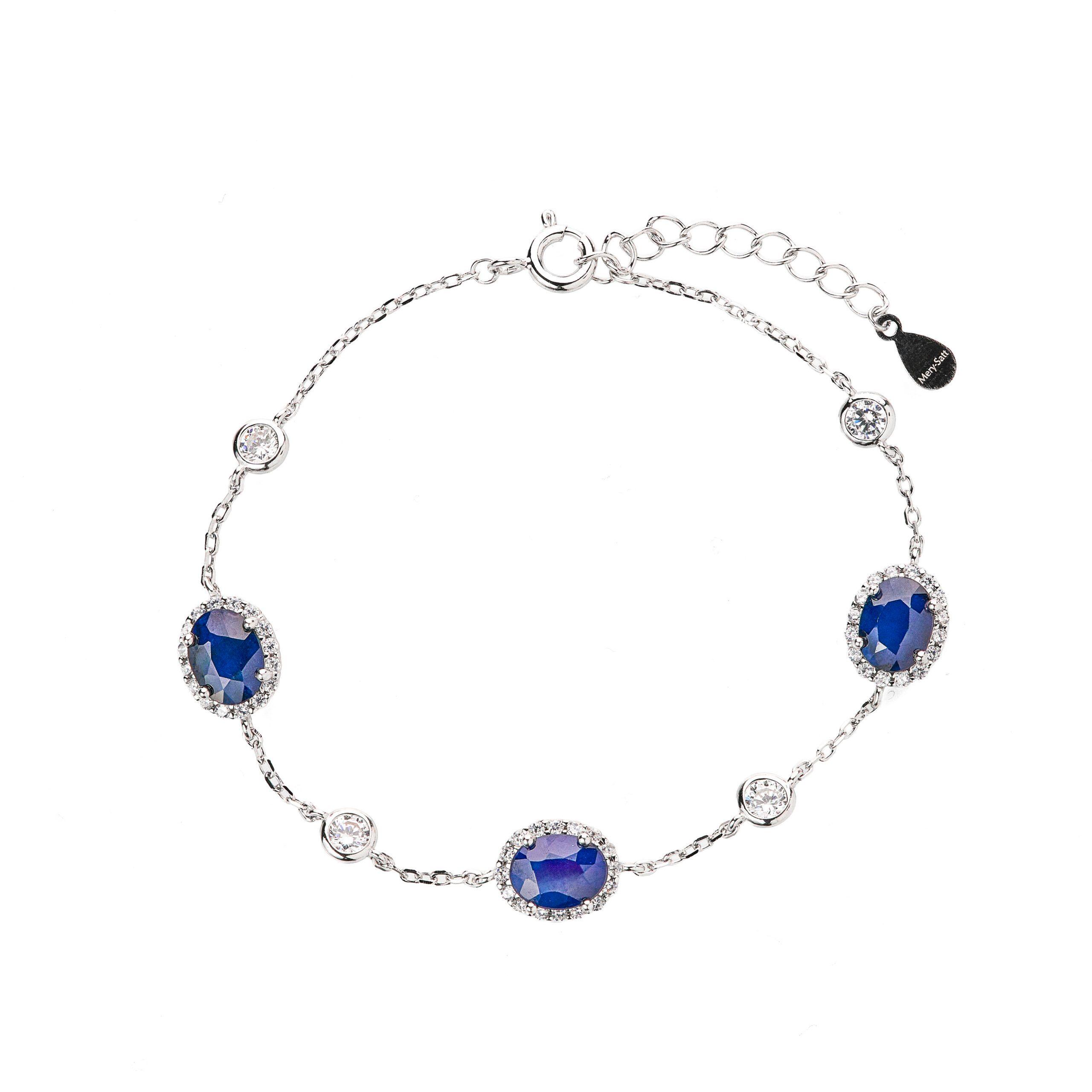 Pulsera con 3 zafiros naturales ovalados-0