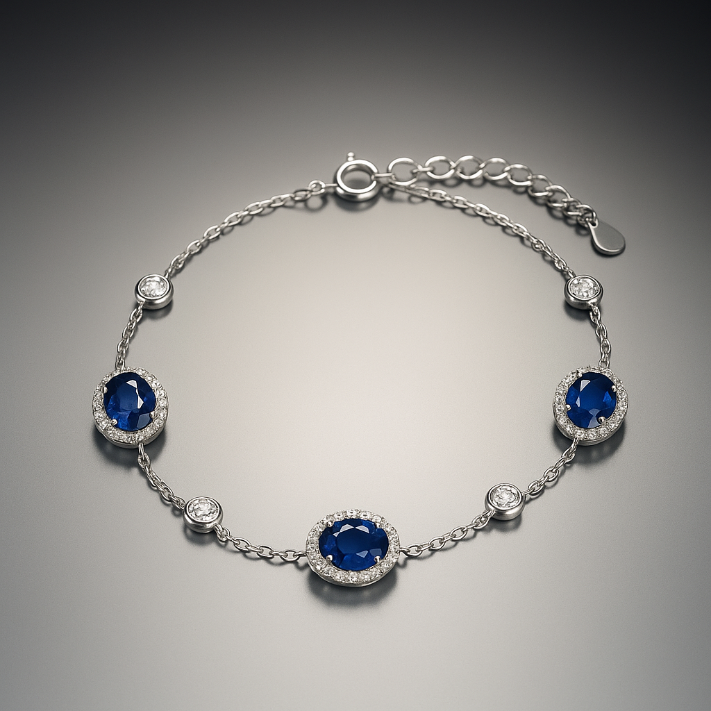 Pulsera con 3 zafiros naturales ovalados-2