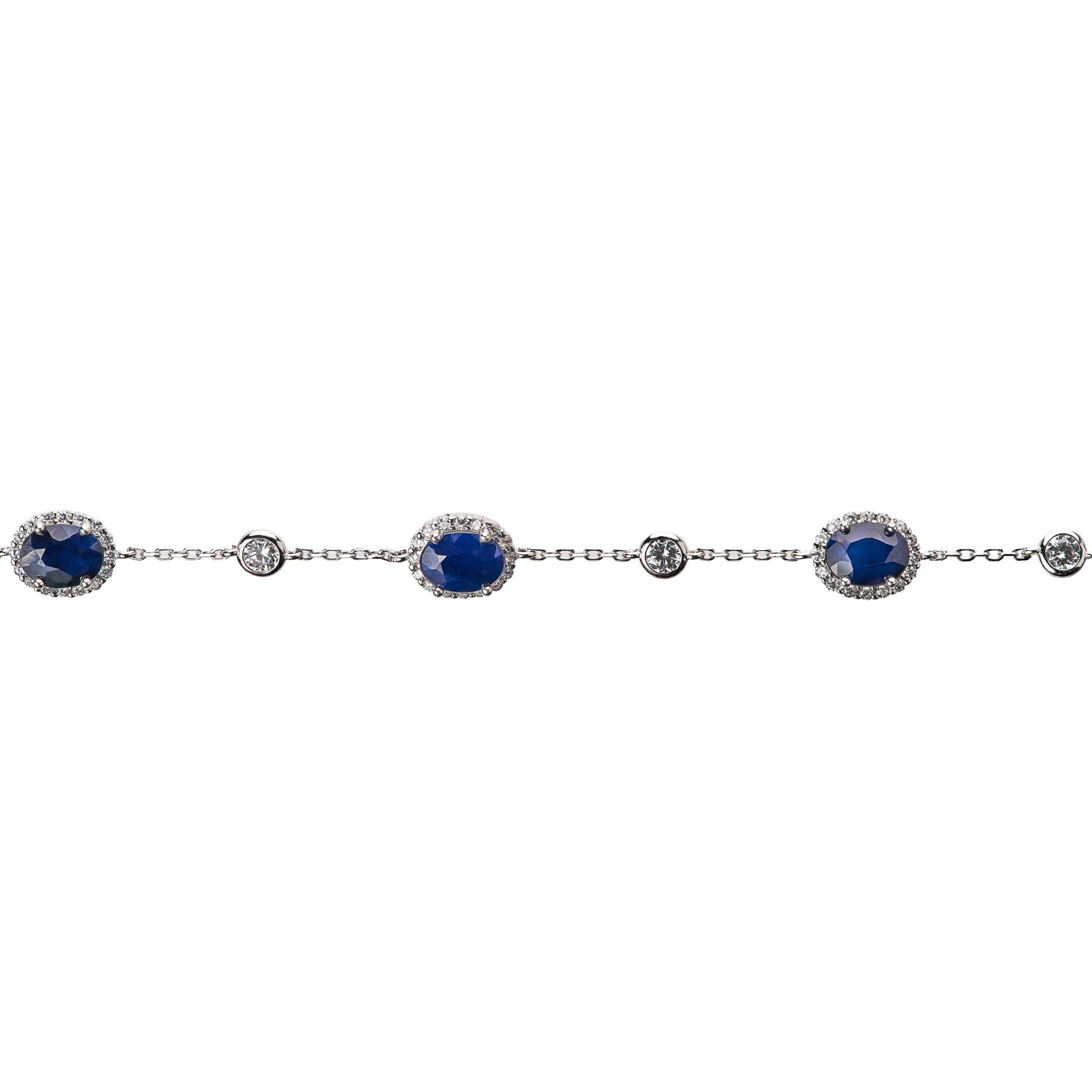 Pulsera con 3 zafiros naturales ovalados-3