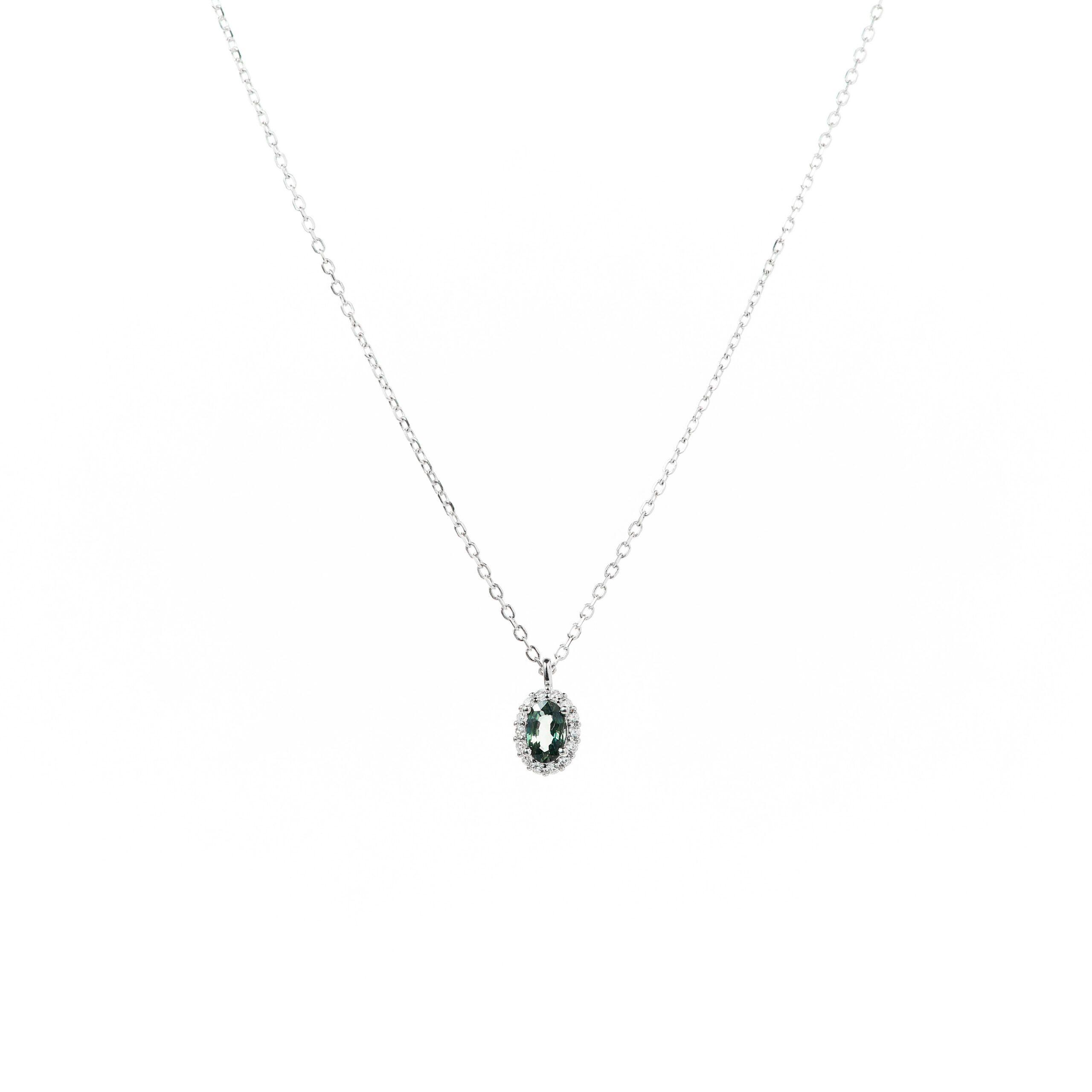 Collar turmalina verde con Halo-0