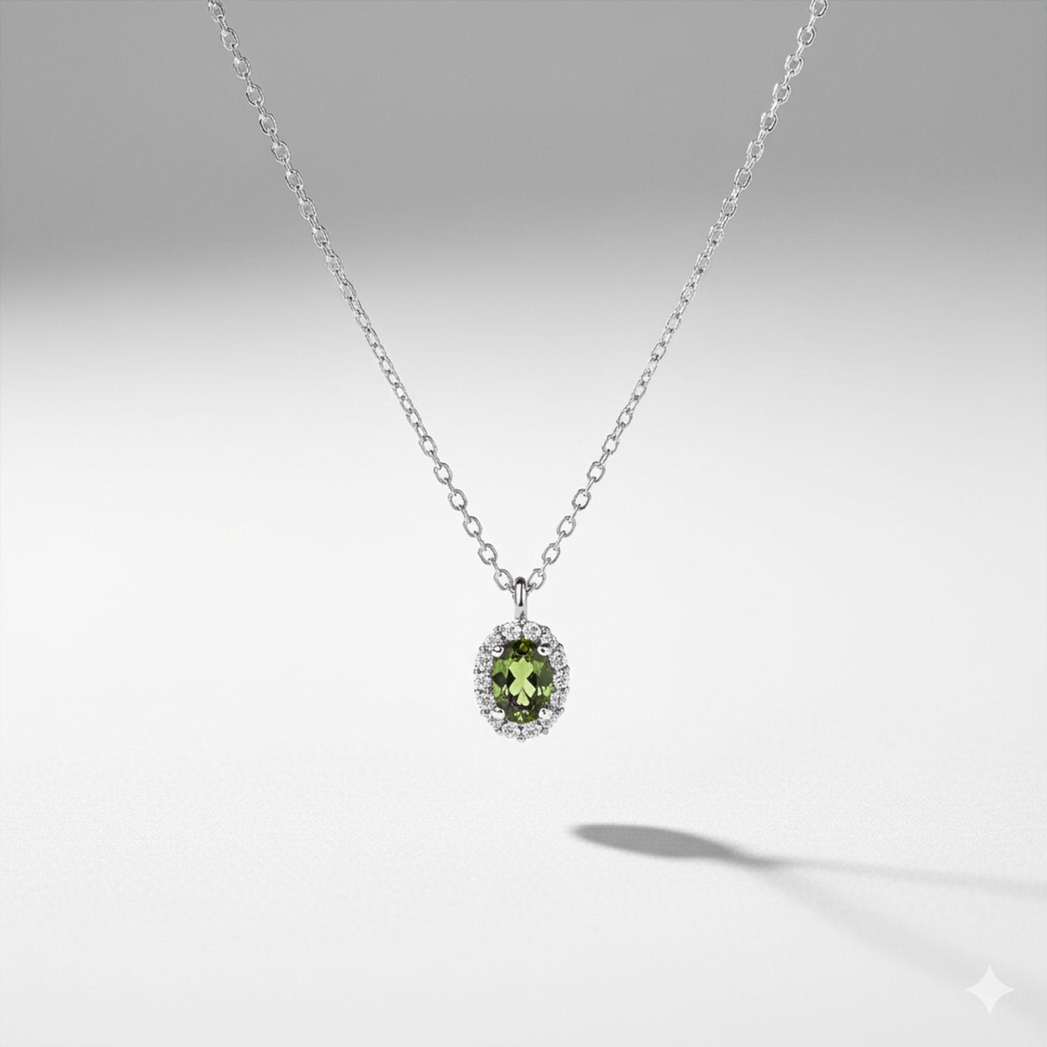 Collar turmalina verde con Halo-1