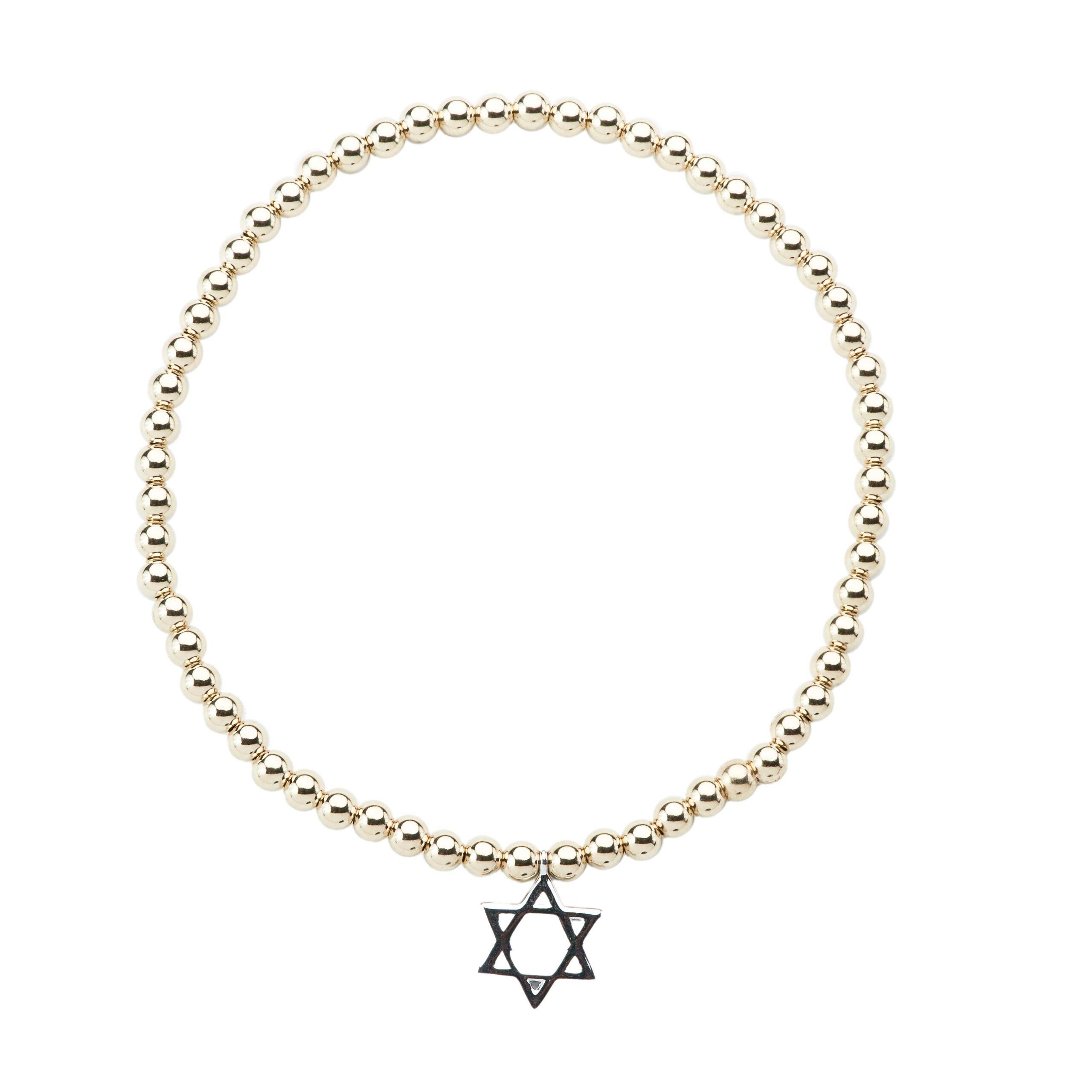 Pulsera Bolitas 3Mm Con Estrella De David-2