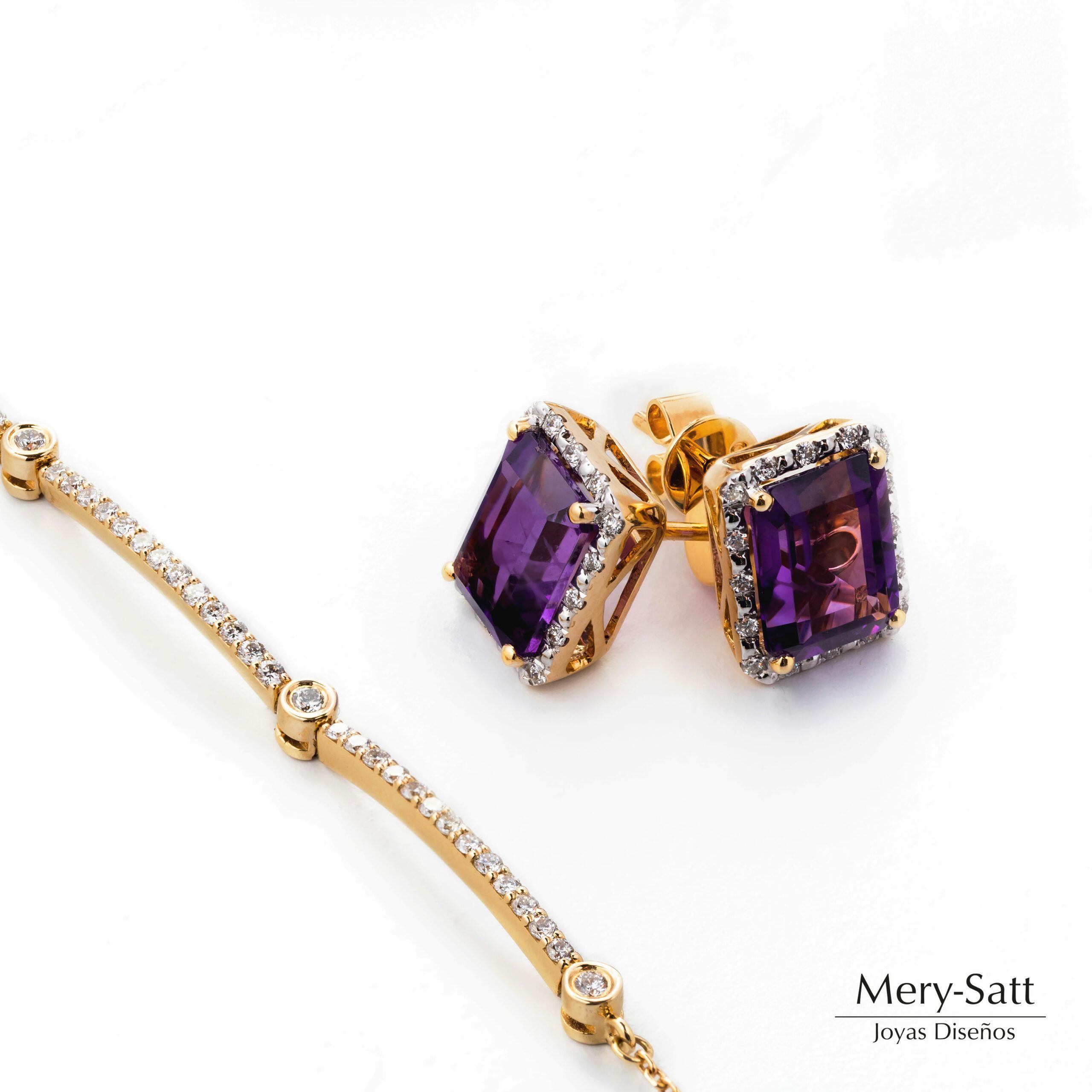 Pulsera Diamantes Barra Y Bisel En Oro Amarillo 18K-1