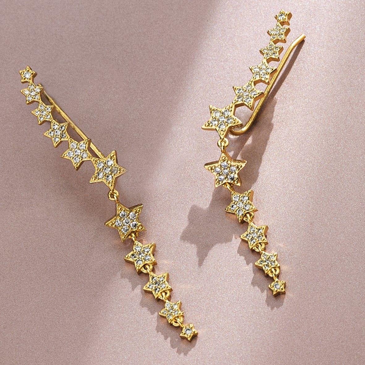 Aros Doble Barrita Estrellada Vermeil - 55Mm-1