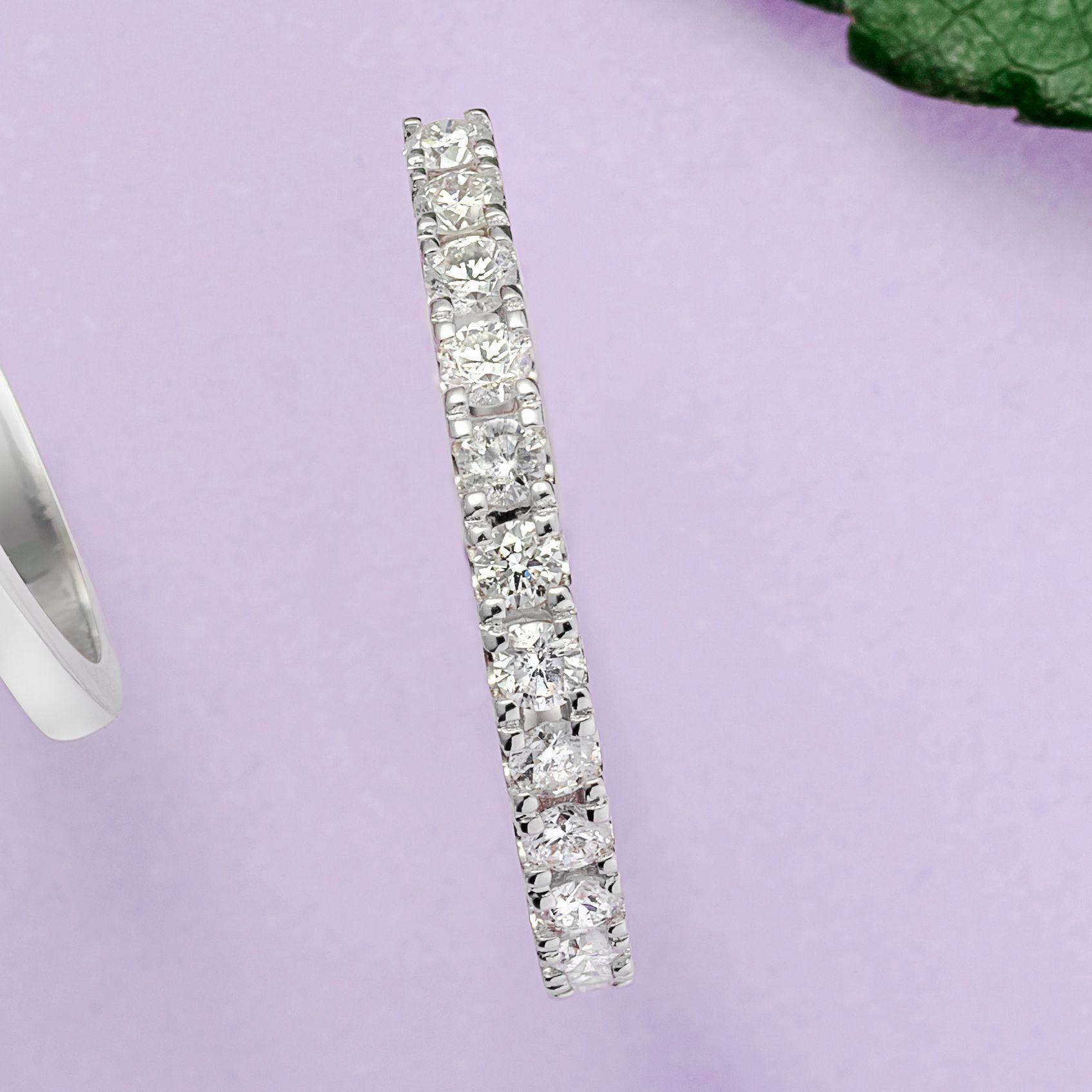 Medio Cintillo Oro Blanco 18K Y Diamantes #15-1