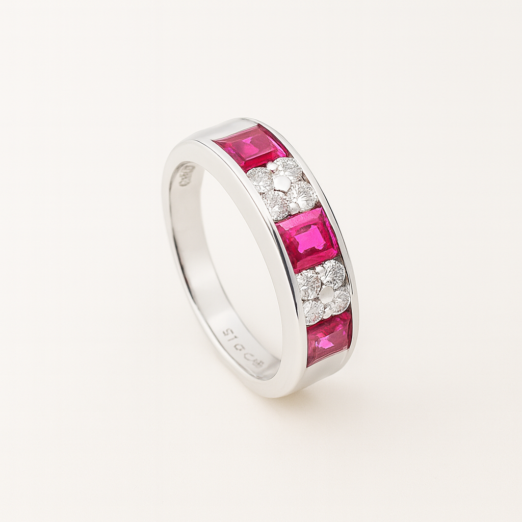 Anillo medio cintillo Rubies. Talla 13-2