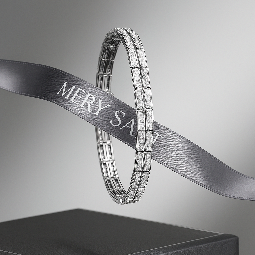 Pulsera Oro Blanco Doble Corrida Diamantes-3