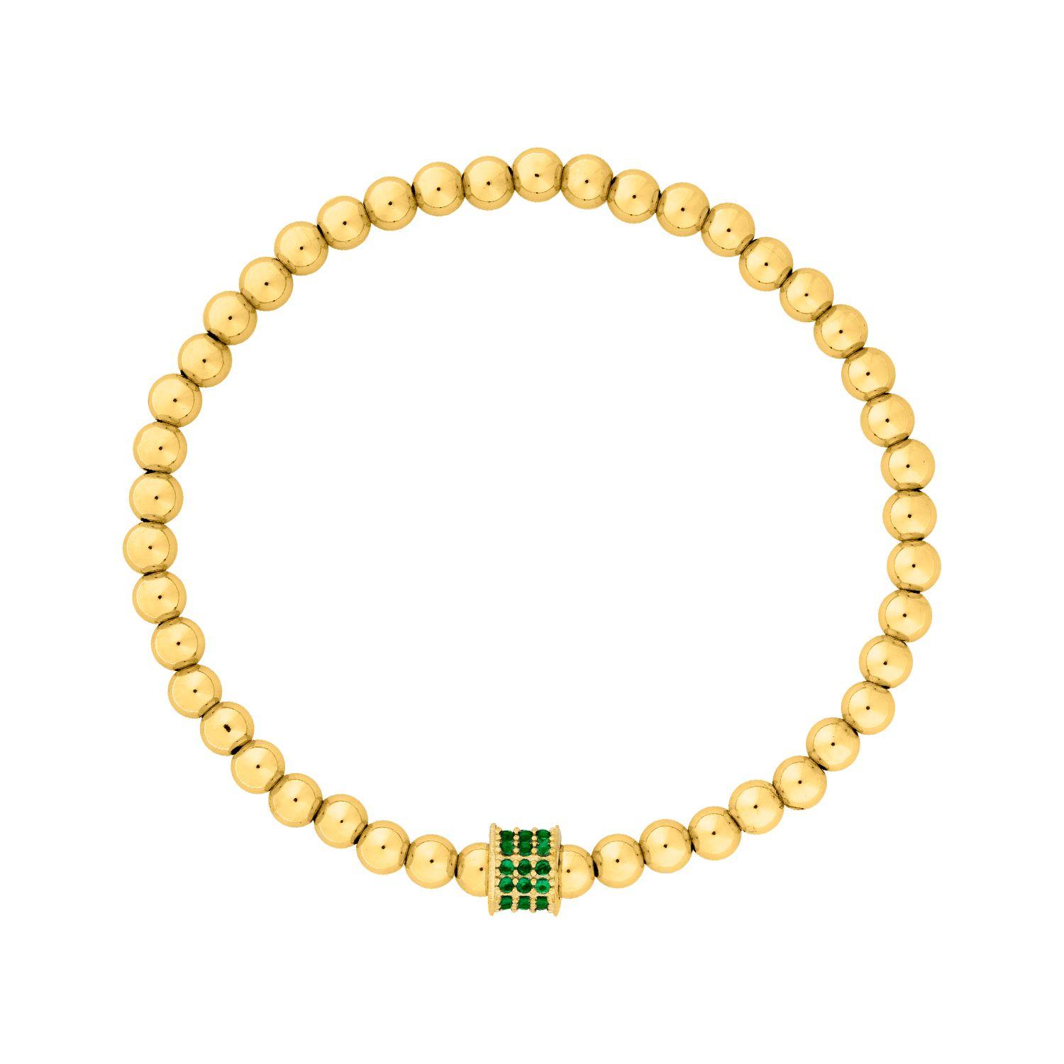 Pulsera Bolitas Doradas Y Circones Verdes-0