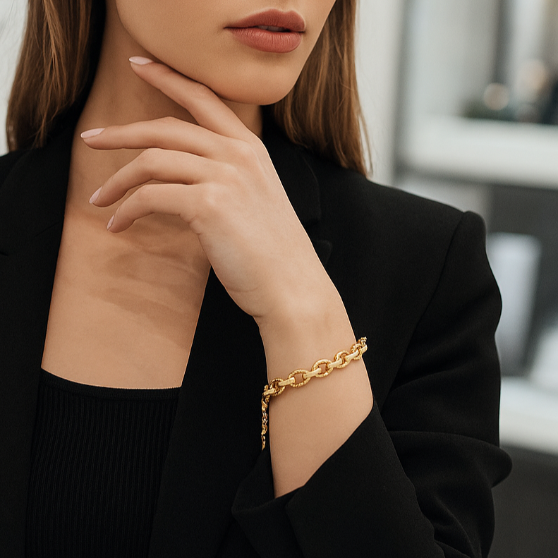 Pulsera Oro Cadena Oval-1