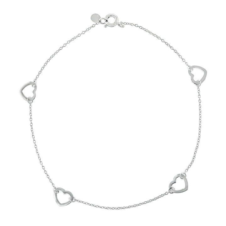 Tobillera Corazones En Plata-1