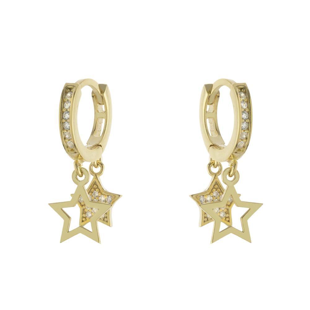 Argollas Fran Estrellas Colgantes Vermeil-0
